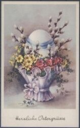 Herzliche Ostergrüße - Osterei mit Blumen