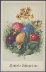 Herzliche Ostergrüße - Ostereier mit Blumen
