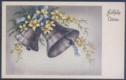 Fröhliche Ostern - Osterglocken mit Blumen