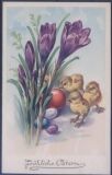 Fröhliche Ostern - Kücken mit Blumen