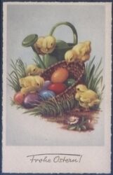 Frohe Ostern - Kücken mit Osternest