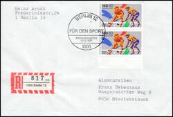 1989  Mehrfachfrankatur auf R-Brief