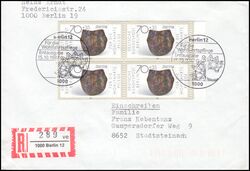1987  Mehrfachfrankatur auf R-Brief