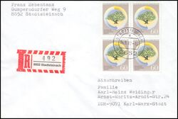 1987  Mehrfachfrankatur auf R-Brief