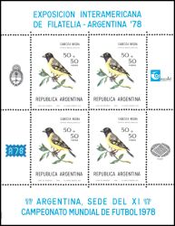 Argentinien 1978  Briefmarkenausstellung ARGENTINA `78 - Vögel