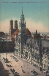 Mnchen - Marienplatz mit Frauenkirche und Rathaus