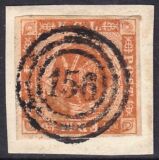 Nummernstempel auf dänischen Marken - 156 - Hanerau