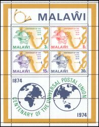 Malawi 1974  100 Jahre Weltpostverein (UPU)