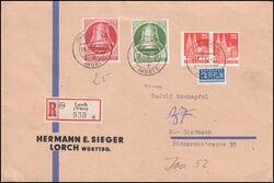 1952  Mischfrankatur amerikanische Zone + Berlin als R-Brief