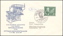 1954  100. Geburtstag von Ottmar Mergenthaler