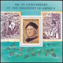 Tansania 1992  500. Jahrestag der Entdeckung Amerikas