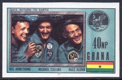 Ghana 1970  N. Armstrong, Edwin Aldrin und Michael Collins