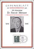 1976  100. Geburtstag von Konrad Adenauer