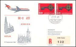 1968  Erstflug DC 9 Jet Zürich - Köln ab Liechtenstein
