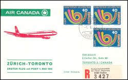 1973  Erster Flug mit Post Zürich - Toronto ab Liechtenstein