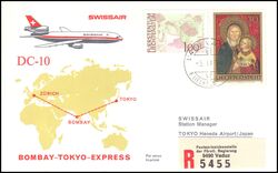 1974  Erstflug DC-10 Zrich - Bombay - Tokio ab Liechtenstein