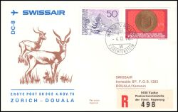 1976  Erste Direkte Postbeförderung mit DC-8-Jet Zürich - Douala ab Liechtenstein