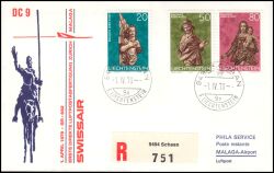 1978  Erste Direkte Luftpostabfertigung Zürich - Malaga ab Liechtenstein