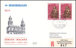 1978  Erste Direkte Luftpostabfertigung Zrich - Malaga ab Liechtenstein