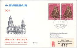 1978  Erste Direkte Luftpostabfertigung Zürich - Malaga ab Liechtenstein
