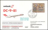 1980  Erster Streckeneinsatz DC-9-81 Zürich - London...