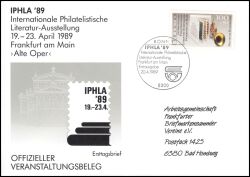 1989  Weltausstellung fr philatelistische Literatur IPHILA`89