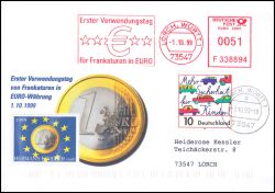 1999  Erster Verwendungstag für Frankaturen in Euro