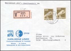 1983  Mehrfachfrankatur auf Wertbrief