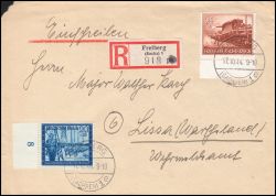 1944  Mischfrankatur auf Einschreibebrief