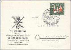 1957  Einzelfrankatur auf Postkarte