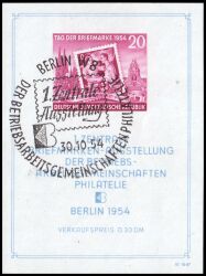 1954  1. Zentrale Briefmarkenausstellung der BAG Philatelie - Block