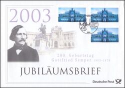 2003  Jubilumsbrief  - 200. Geburtstag von Gottfried Semper