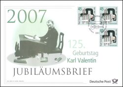 2007  Jubiläumsbrief  - 125. Geburtstag von Karl Valentin