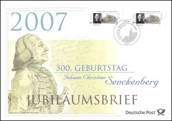 2007  Jubilumsbrief  - 300. Geburtstag von Johann Christian Senckenberg