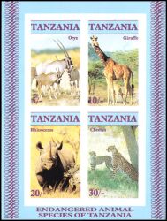 Tansania 1986  Gefärdete Wildtiere - ungezähnt