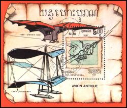 Kambodscha 1987  Historische Entwürfe für Fluggeräte