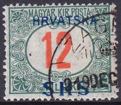 1918  Portomarken von Ungarn mit blauem Aufdruck