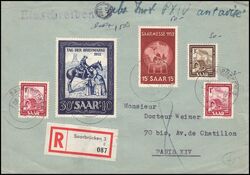 1952  Mischfrankatur auf Auslandsbrief per Einschreiben