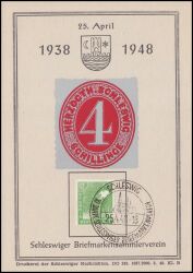 1948  10 Jahre Schleswiger Briefmarkensammlerverein