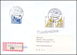 1991  Mischfrankatur der BRD und DDR auf R-Brief