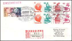 1982  Mischfrankatur auf R-Brief
