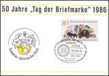 1986  Werbekarte der DBP - 50 Jahre Tag der Briefmarke