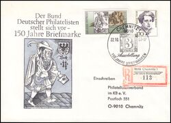 1990  Mischfrankatur der BRD und DDR auf R-Brief