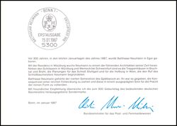 1987  Ministerkarte - 300. Geburtstag von Balthasar Neumann