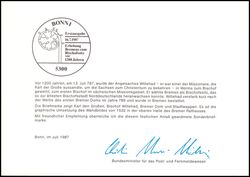 1987  Ministerkarte - Erhebung Bremens zum Bischofssitz
