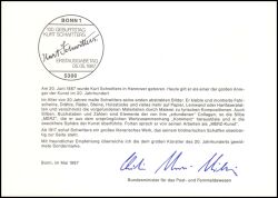 1987  Ministerkarte - 100. Geburtstag von Kurt Schwitters