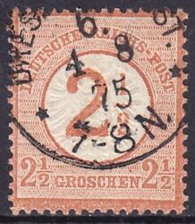 1874  Freimarke: Brustschild mit Aufdruck in Markenfarbe