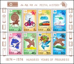 Korea-Nord 1978  Geschichte der Post - 100 Jahre Weltpostverein (UPU)