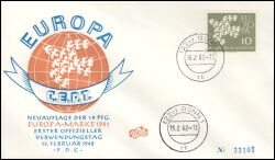 1962  Europamarke von 1961 auf Papier mit Fluoreszenz
