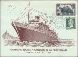 1954  4. Philatelistische Brse - Truppentransportschiff Pasteur